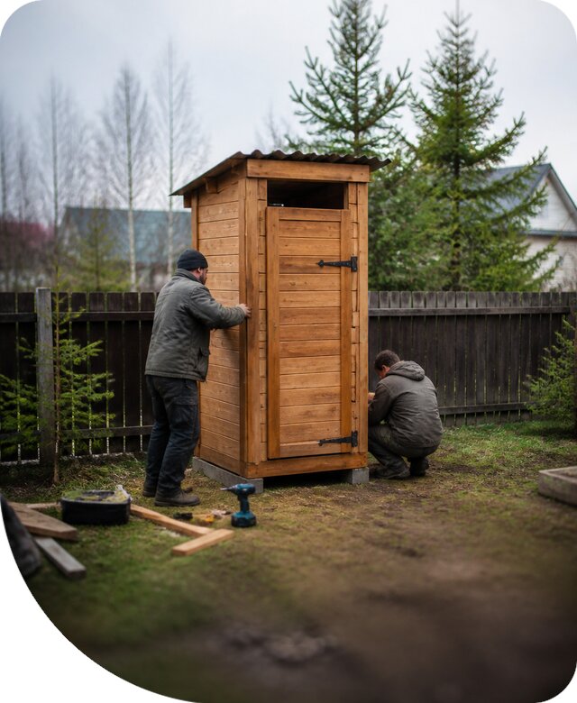 Строительство и монтаж дачного туалета под ключ в Киселёвске